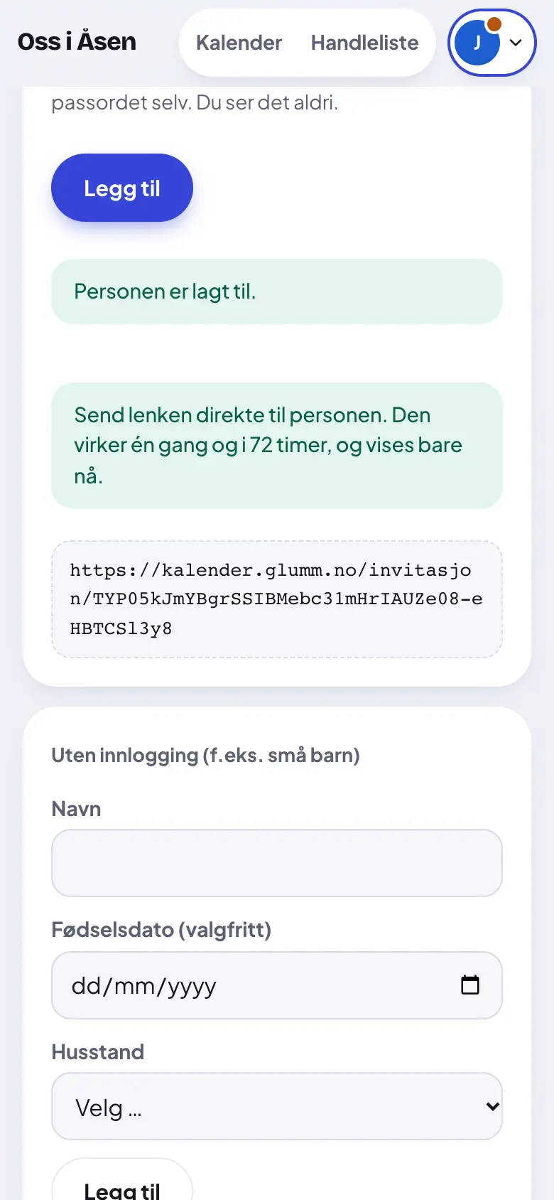 Lenken vises her. Send den til personen.