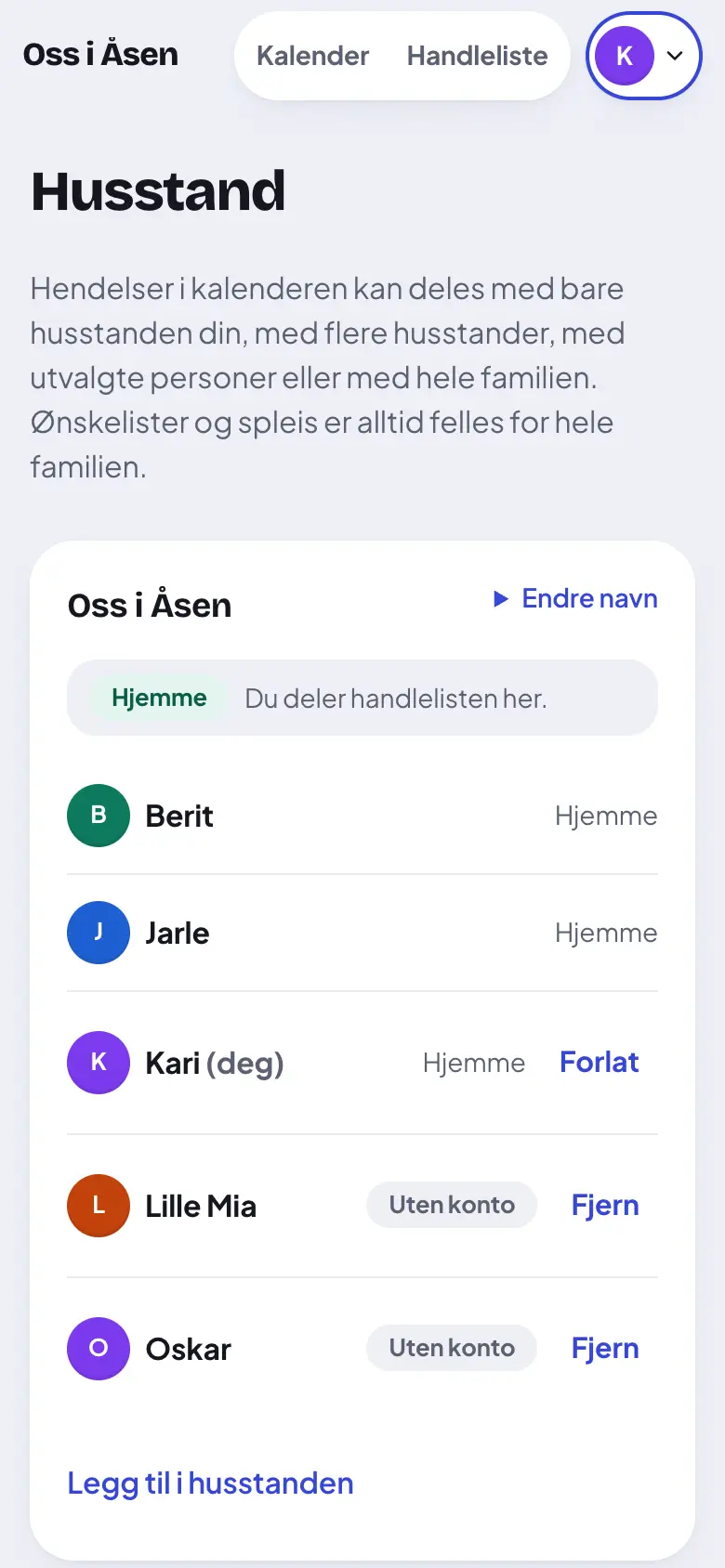 Husstanden din og de som bor der.