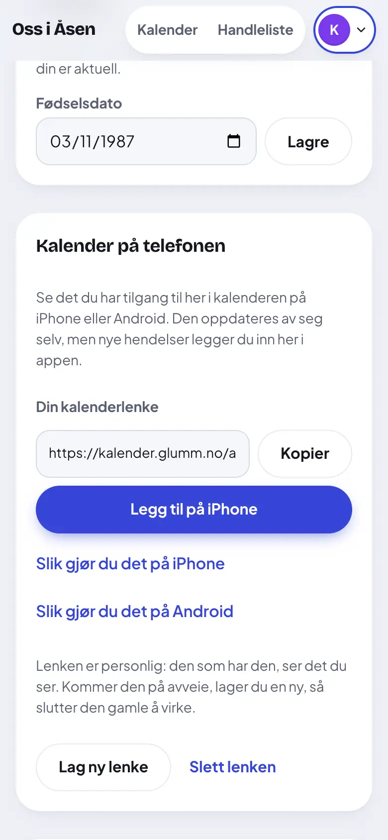 Den hemmelige lenken din og knappen «Legg til på iPhone».