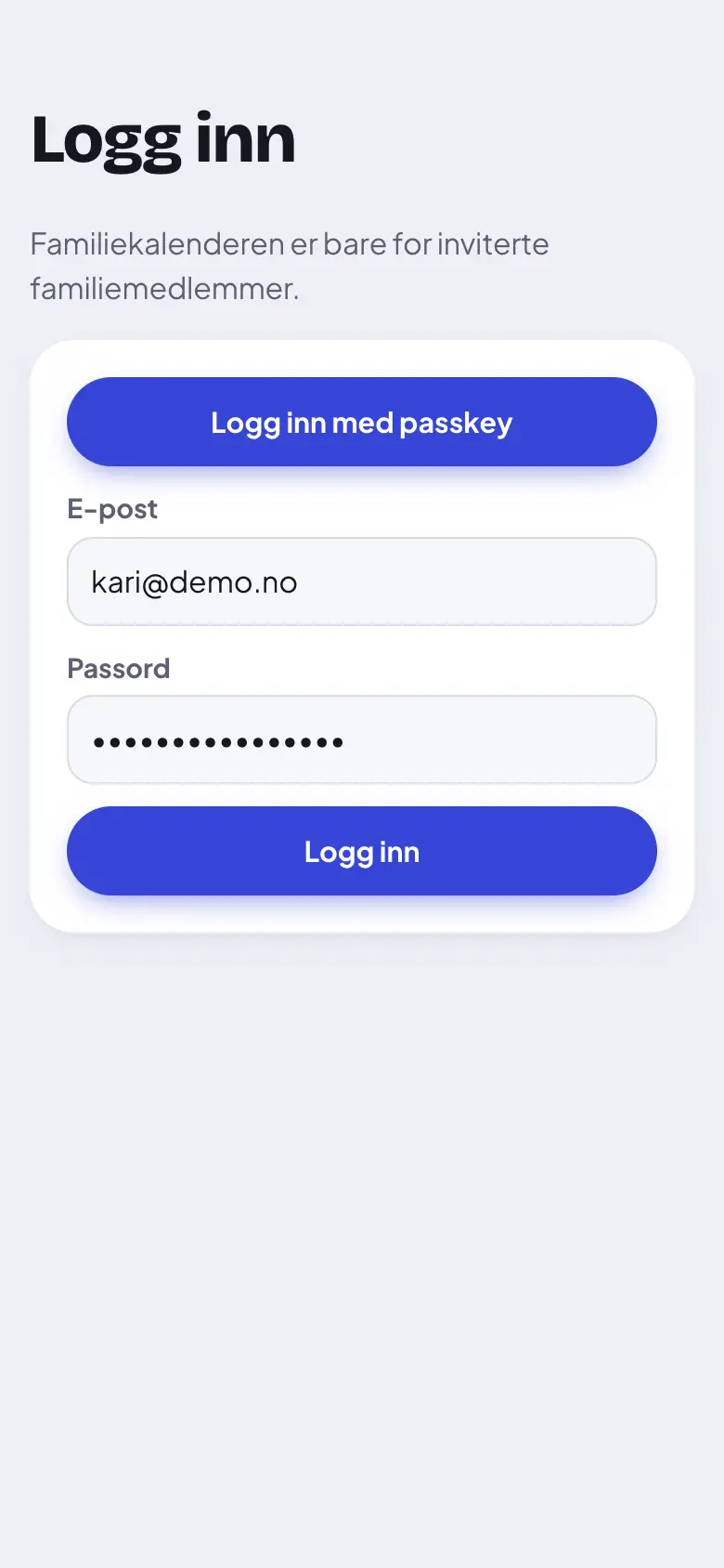 Skriv passordet. Trykk «Logg inn».