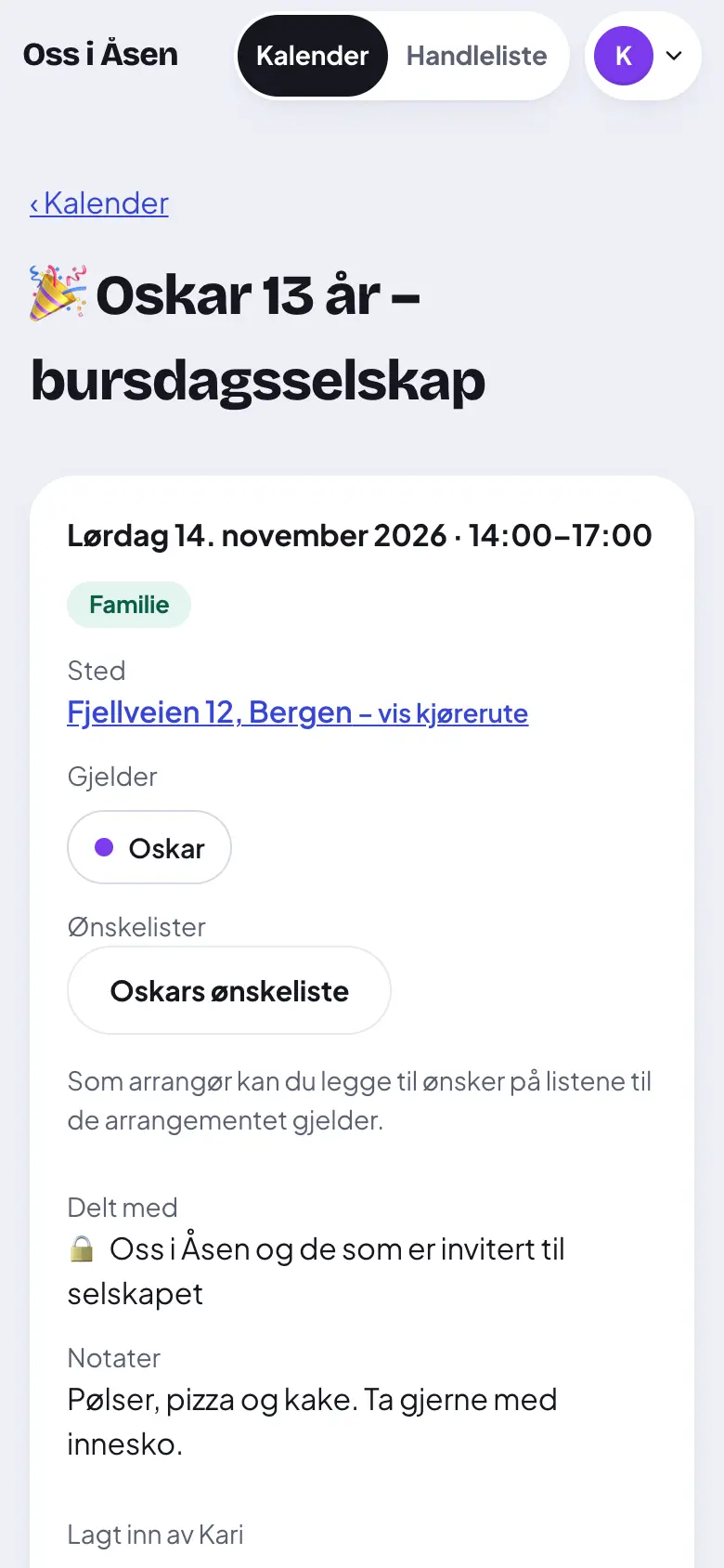 Åpne hendelsen.