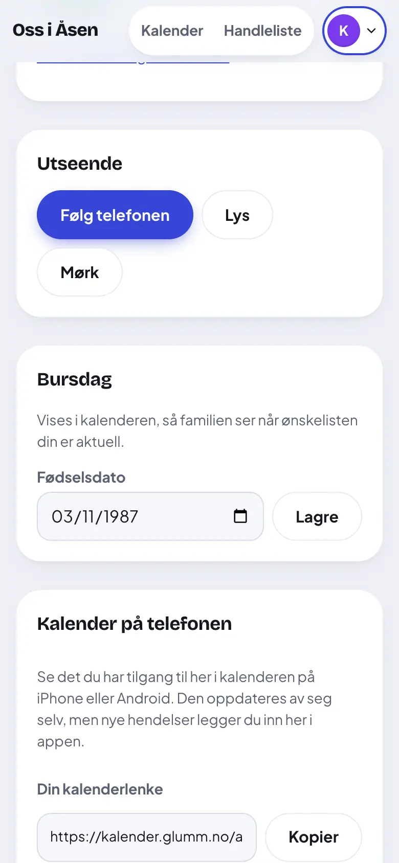 Trykk «Mørk».