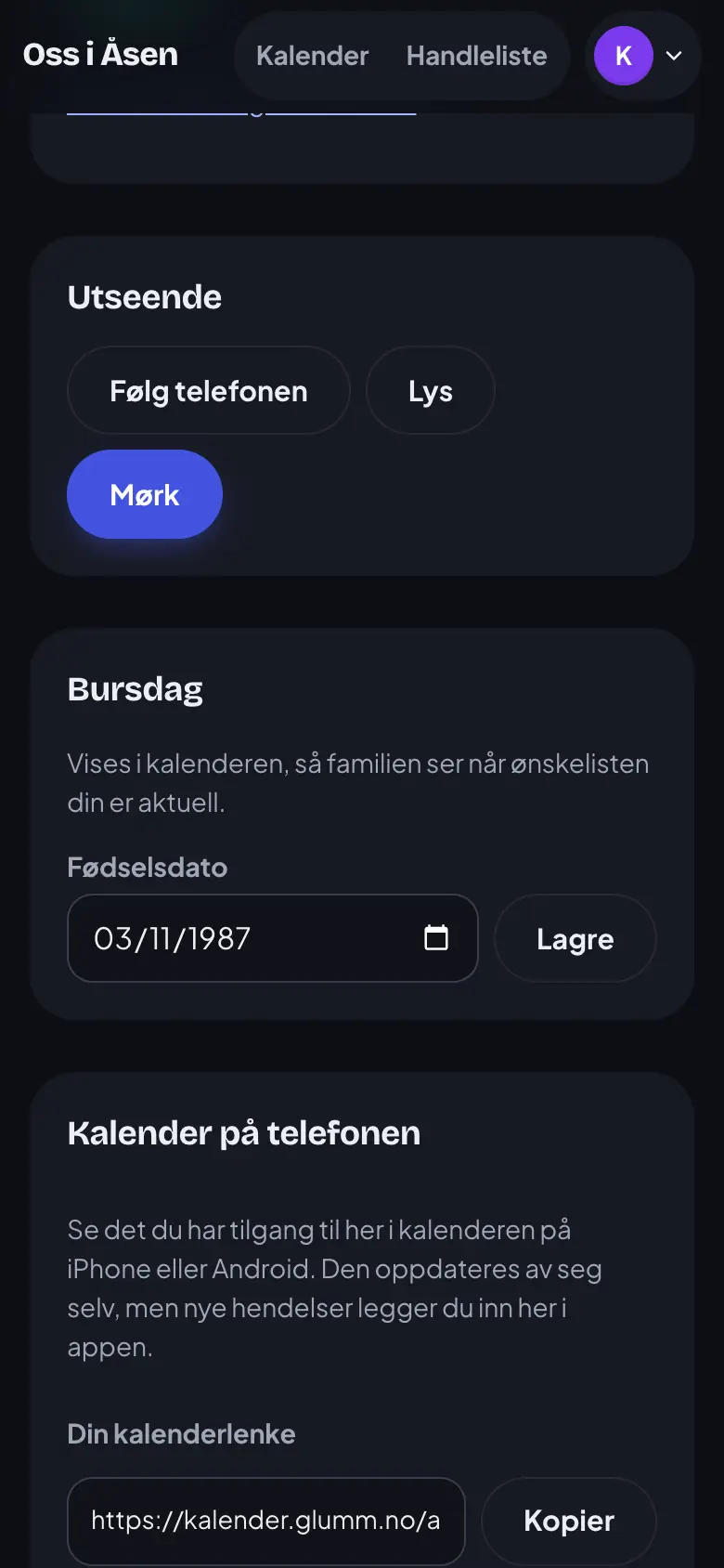 Skjermen blir mørk.